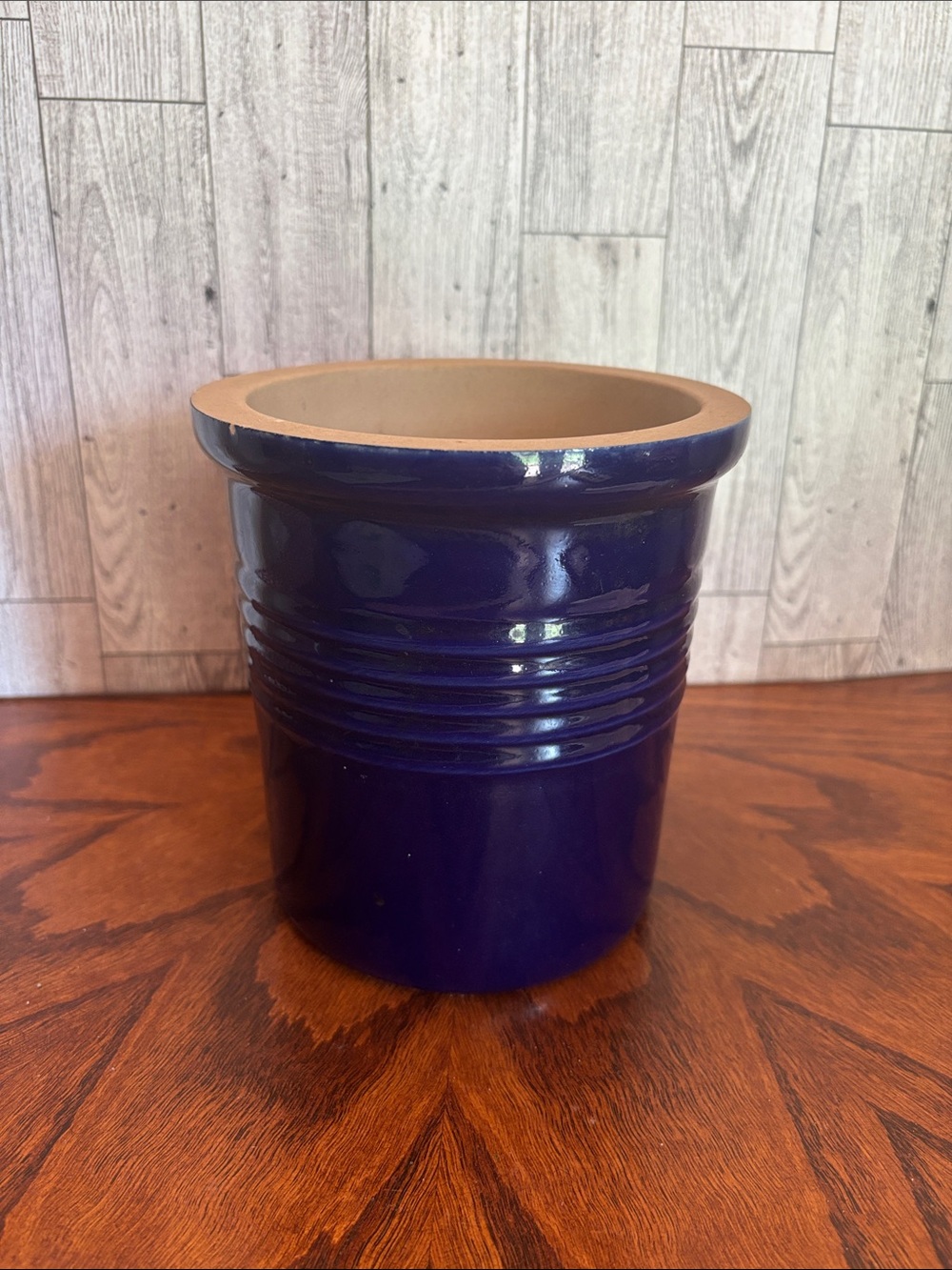 The Pampered Chef Ceramic Utensil Crock in Deep Blue